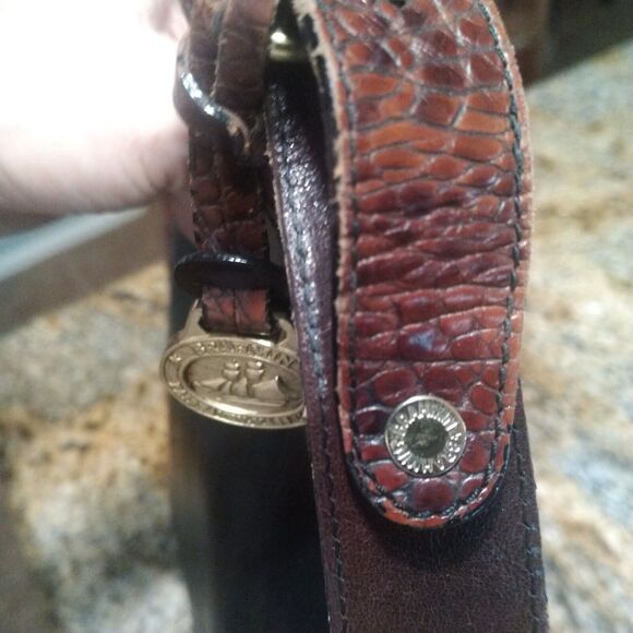 Vintage Brahmin Purse Pecan Croc Black Leather Combo Shoulder Handbag - Picture 13 of 16